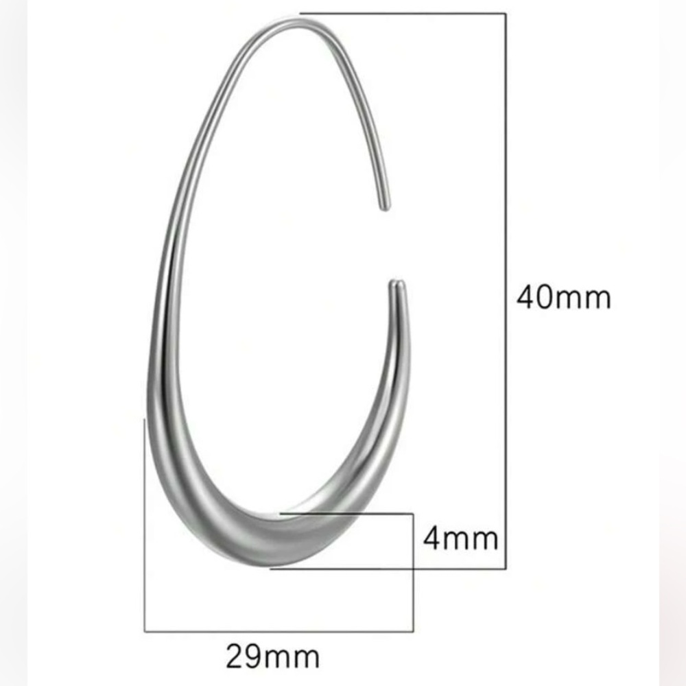 Sterling Silver Hoop Minimalist Earrings - Picture 8 of 8
